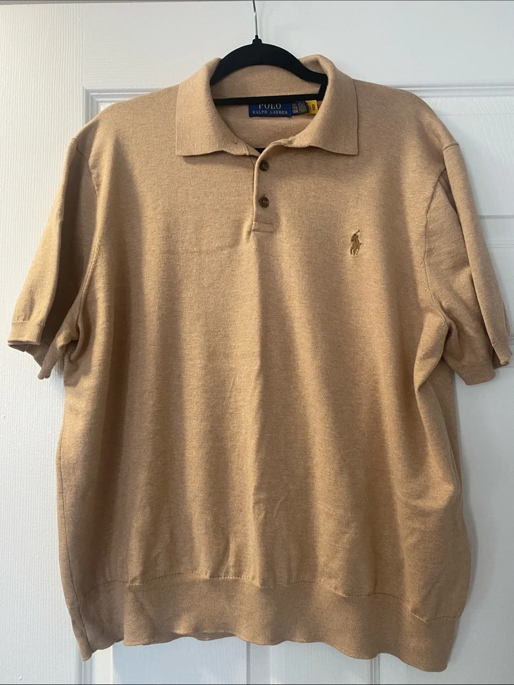 Polo by Ralph Lauren Tan Short-Sleeve Polo Sweater